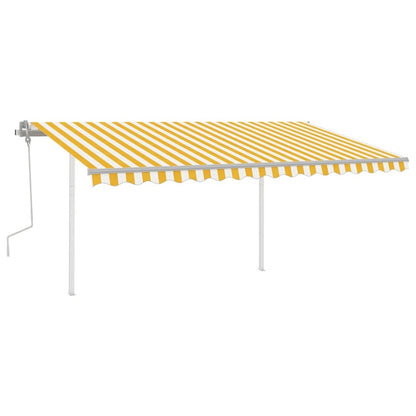 VIDAXL Auvent Manuel Rétractable Avec Led 4,5x3 M Jaune Et Blanc