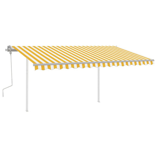 VIDAXL Auvent Manuel Rétractable Avec Led 4,5x3 M Jaune Et Blanc