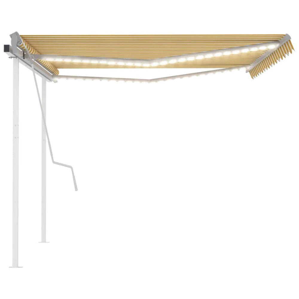 VIDAXL Auvent Manuel Rétractable Avec Led 4,5x3 M Jaune Et Blanc