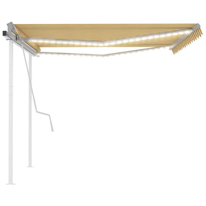 VIDAXL Auvent Manuel Rétractable Avec Led 4,5x3 M Jaune Et Blanc