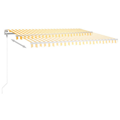VIDAXL Auvent Manuel Rétractable Avec Led 4,5x3 M Jaune Et Blanc