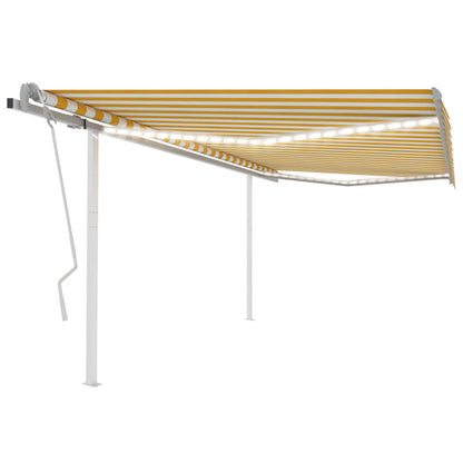 VIDAXL Auvent Manuel Rétractable Avec Led 4,5x3 M Jaune Et Blanc