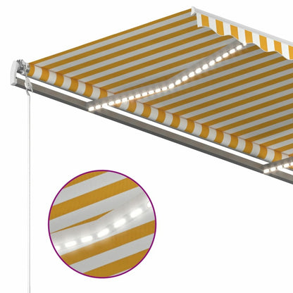 VIDAXL Auvent Manuel Rétractable Avec Led 4,5x3 M Jaune Et Blanc