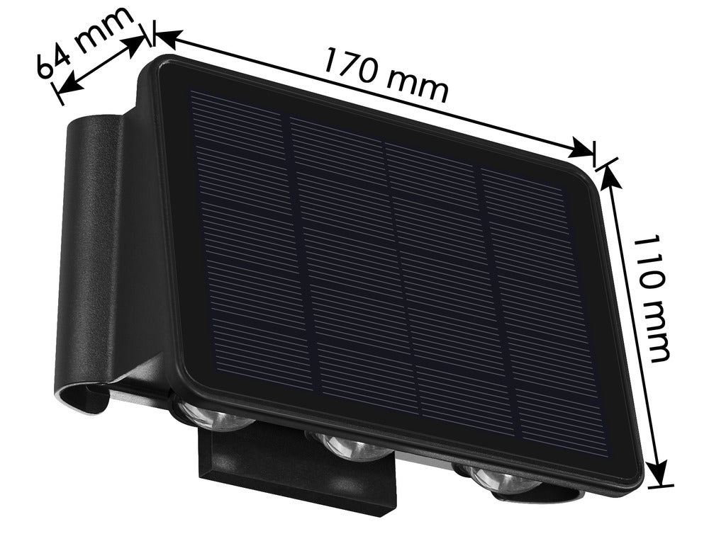  Applique Solaire 5 Faisceaux : 2 Up & 3 Down - Blanc Chaud 3000°k 150lm - Bf Light