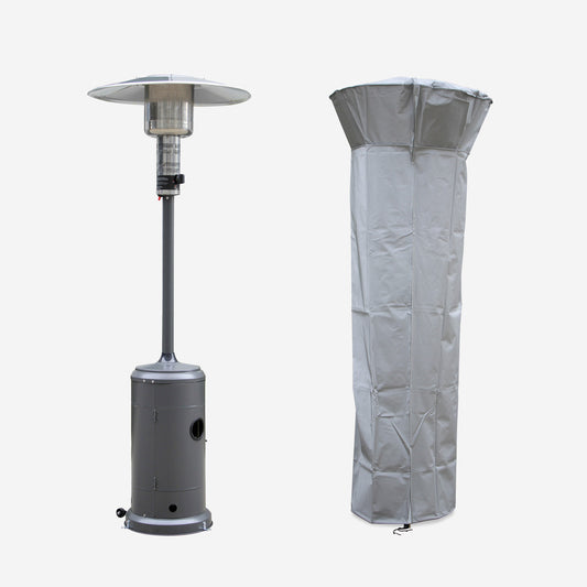  Chauffage D'extérieur Gaz 12.5kw - Finland - Parasol Chauffant Gris Réglable. Porte En Façade. Roulettes Et Housse