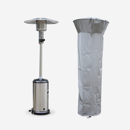  Chauffage D'extérieur Gaz 12.5kw - Finland - Parasol Chauffant En Acier Inoxydable. Réglable. Porte En Façade. Roulettes Et Housse