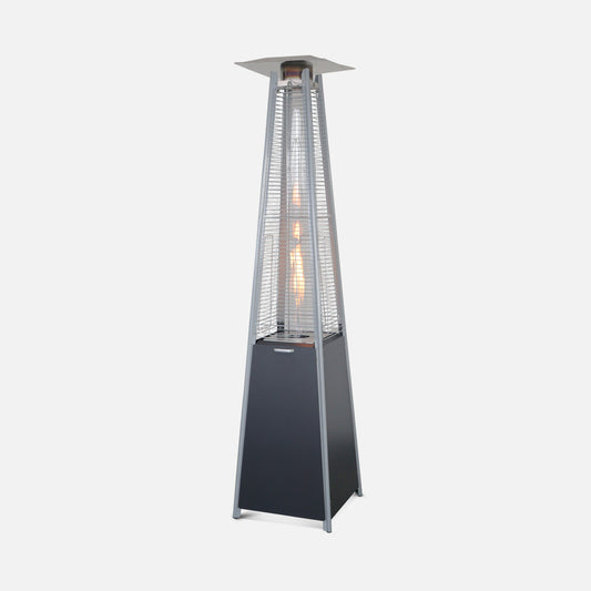  Chauffage D'extérieur - Sweden - Parasol Chauffant Gaz Pyramide. Design. Véritable Flamme. Roulettes Incluses