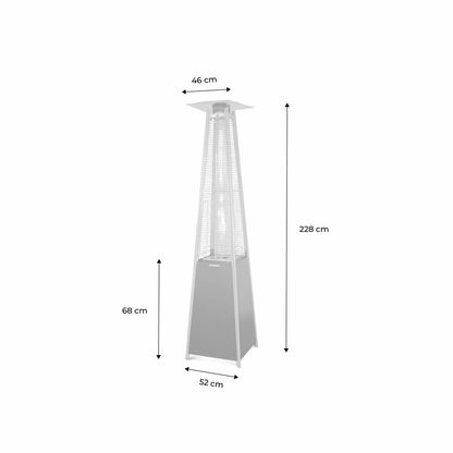  Chauffage D'extérieur - Sweden - Parasol Chauffant Gaz Pyramide. Design. Véritable Flamme. Roulettes Incluses