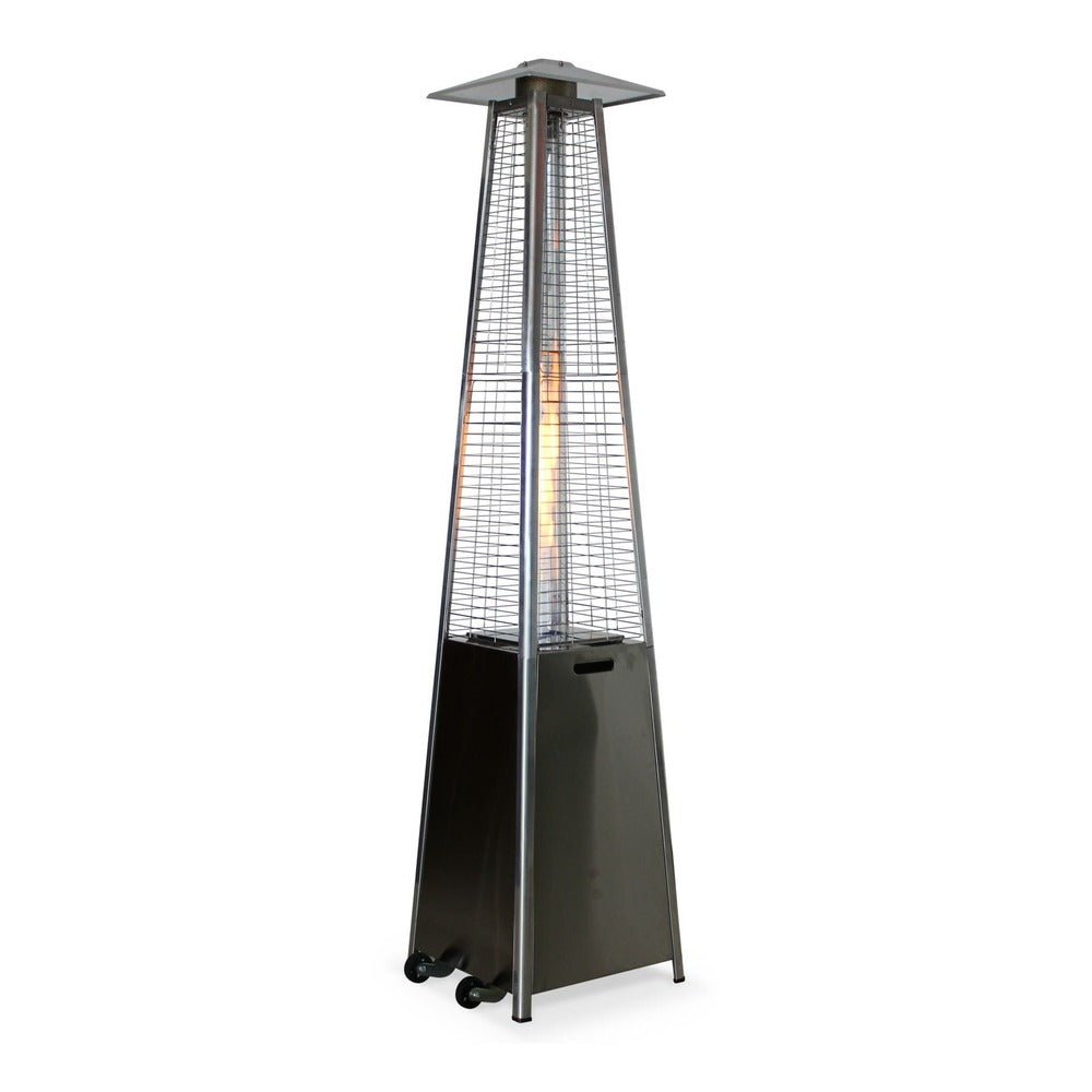  Parasol Chauffant Au Gaz Pyramide - Greenland Avec Housse De Protection Grise - Chauffage D'extérieur 11.2kw En Acier Inoxydable.
