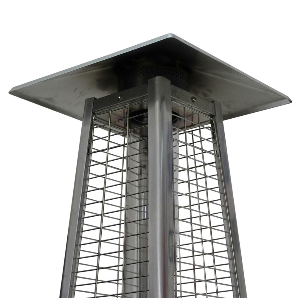  Parasol Chauffant Au Gaz Pyramide - Greenland Avec Housse De Protection Grise - Chauffage D'extérieur 11.2kw En Acier Inoxydable.