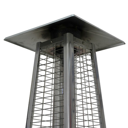  Parasol Chauffant Au Gaz Pyramide - Greenland Avec Housse De Protection Grise - Chauffage D'extérieur 11.2kw En Acier Inoxydable.