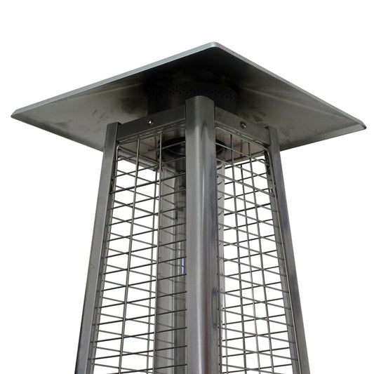  Parasol Chauffant Au Gaz Pyramide - Greenland Avec Housse De Protection Grise - Chauffage D'extérieur 11.2kw En Acier Inoxydable.