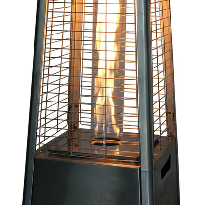  Parasol Chauffant Au Gaz Pyramide - Greenland Avec Housse De Protection Grise - Chauffage D'extérieur 11.2kw En Acier Inoxydable.