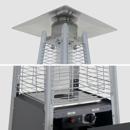  Chauffage D'extérieur - Sweden - Parasol Chauffant Gaz Pyramide. Design. Véritable Flamme. Roulettes + Housse De Protection Incluses