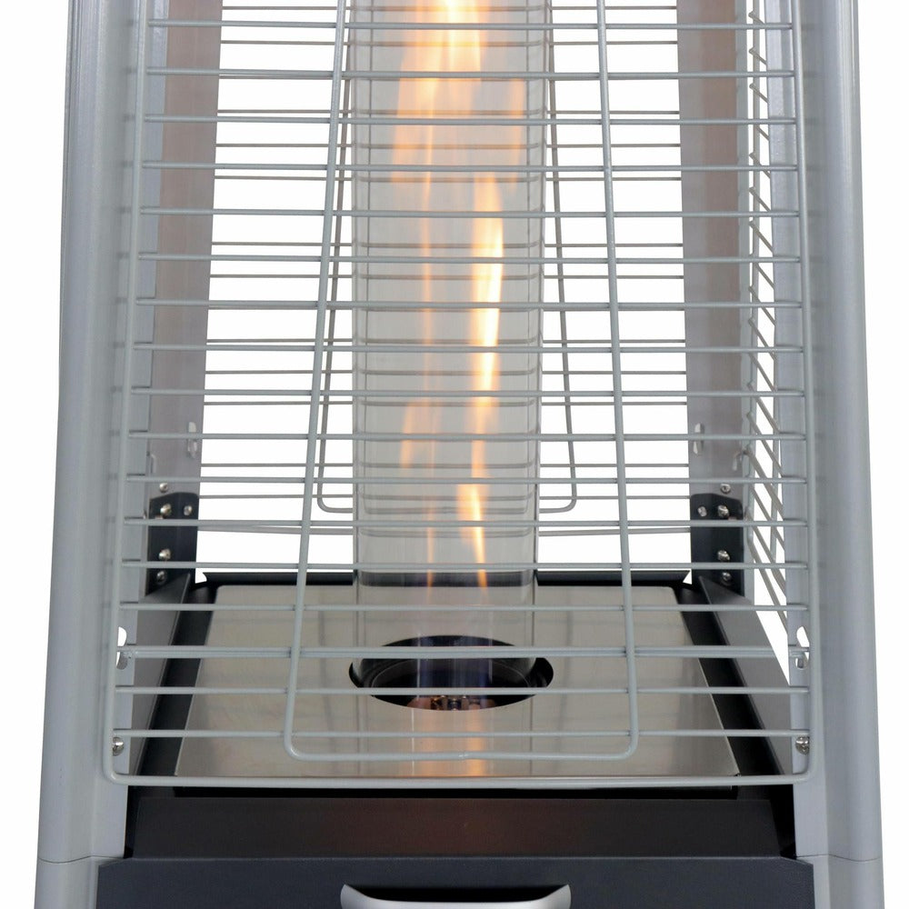  Chauffage D'extérieur - Sweden - Parasol Chauffant Gaz Pyramide. Design. Véritable Flamme. Roulettes + Housse De Protection Incluses