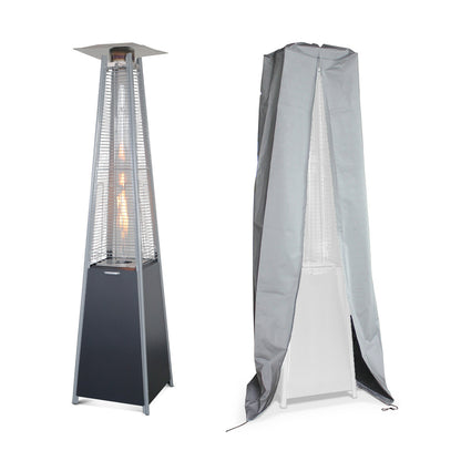  Chauffage D'extérieur - Sweden - Parasol Chauffant Gaz Pyramide. Design. Véritable Flamme. Roulettes + Housse De Protection Incluses
