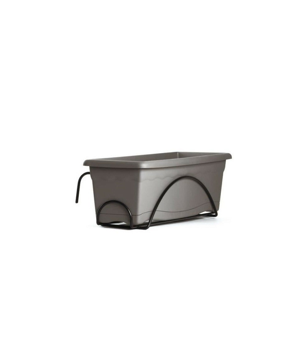  Jardiniere 60x20 Cm + Plateau + Support Balcon Collection Terra - Taupe