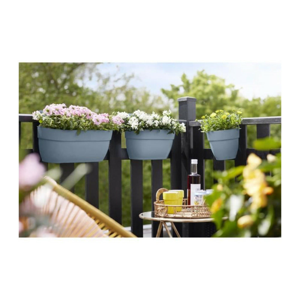 Elho - Pot De Fleurs - Vibia Campana Easy Hanger Medium - Bleu Vintage - Balcon Extérieur - L 24.1 X W 36 X H 26.5 Cm
