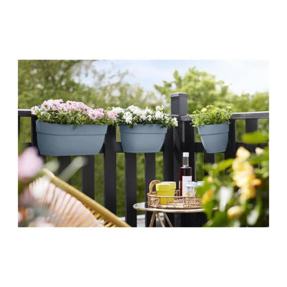 Elho - Pot De Fleurs - Vibia Campana Easy Hanger Medium - Bleu Vintage - Balcon Extérieur - L 24.1 X W 36 X H 26.5 Cm