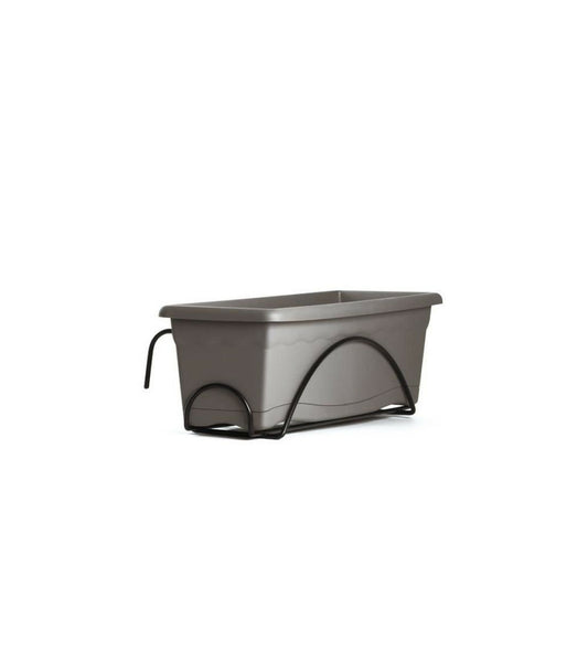  Jardiniere 40x20 Cm + Plateau + Support Balcon Collection Terra - Taupe