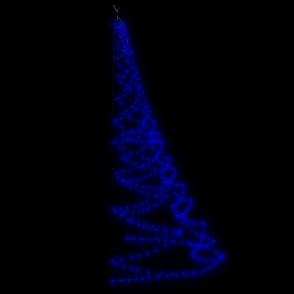 VIDAXL Arbre Mural Avec Crochet Métallique 260 Led Bleu 3 M Int/ext