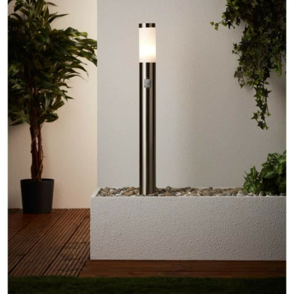 BRILLIANT Potelet Avec Détecteur Bole Couleur Acier Led Intégré