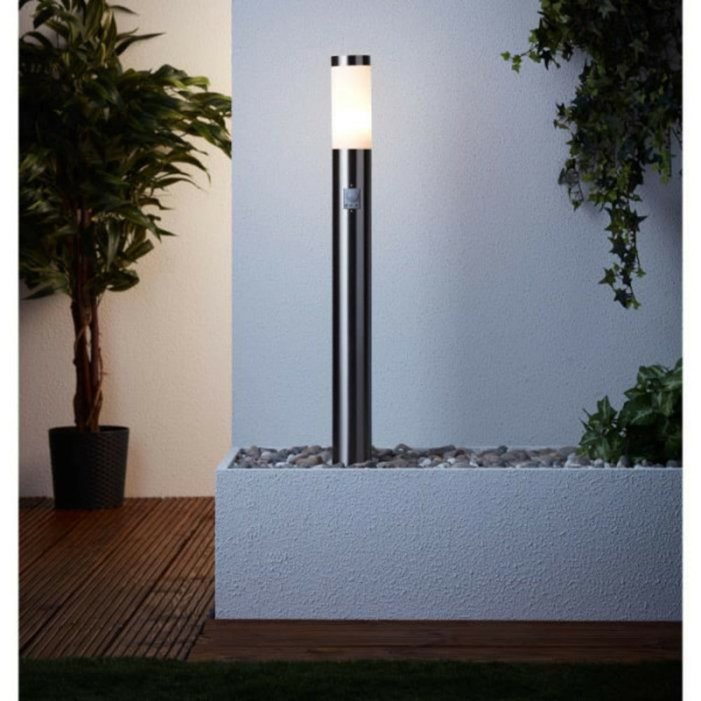 BRILLIANT Potelet Avec Détecteur Bole Couleur Acier Led Intégré