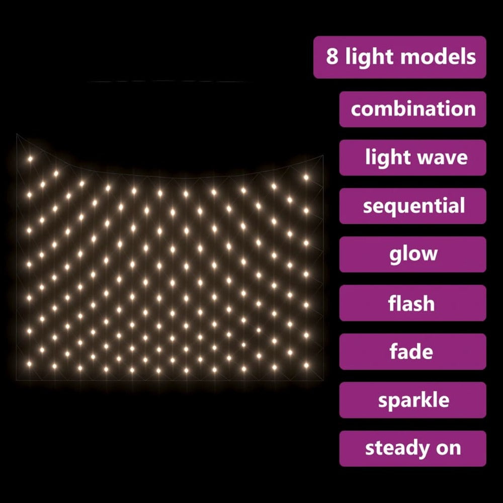 VIDAXL Filet Lumineux Blanc Chaud De Noël 3x2 M 204 Led Int/extérieur