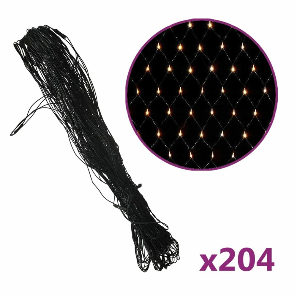 VIDAXL Filet Lumineux Blanc Chaud De Noël 3x2 M 204 Led Int/extérieur