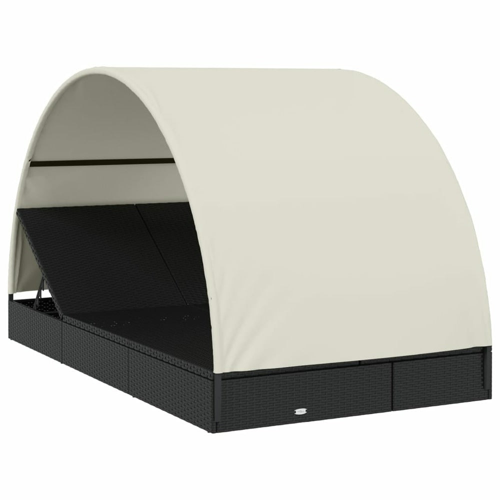 VIDAXL Transat 2 Places Avec Toit Rond Noir 211x112x140 Cm