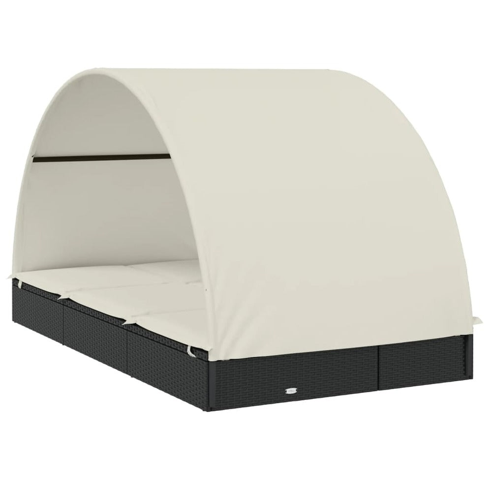 VIDAXL Transat 2 Places Avec Toit Rond Noir 211x112x140 Cm