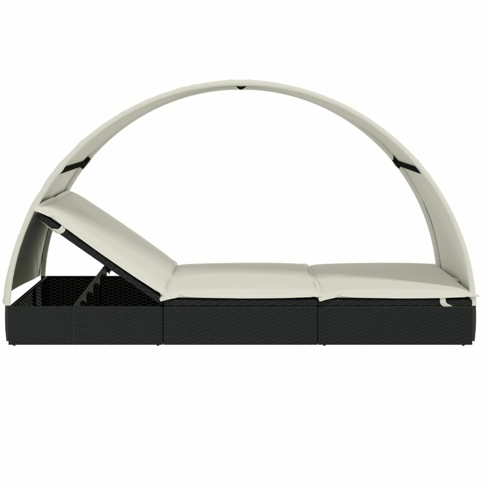 VIDAXL Transat 2 Places Avec Toit Rond Noir 211x112x140 Cm