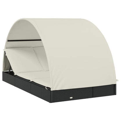 VIDAXL Transat 2 Places Avec Toit Rond Noir 211x112x140 Cm