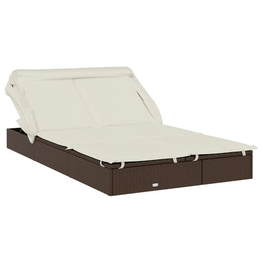 VIDAXL Transat 2 Places Avec Toit Pliable Marron 213x118x97 Cm
