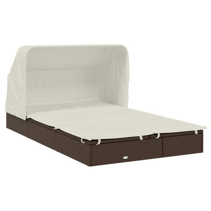 VIDAXL Transat 2 Places Avec Toit Pliable Marron 213x118x97 Cm