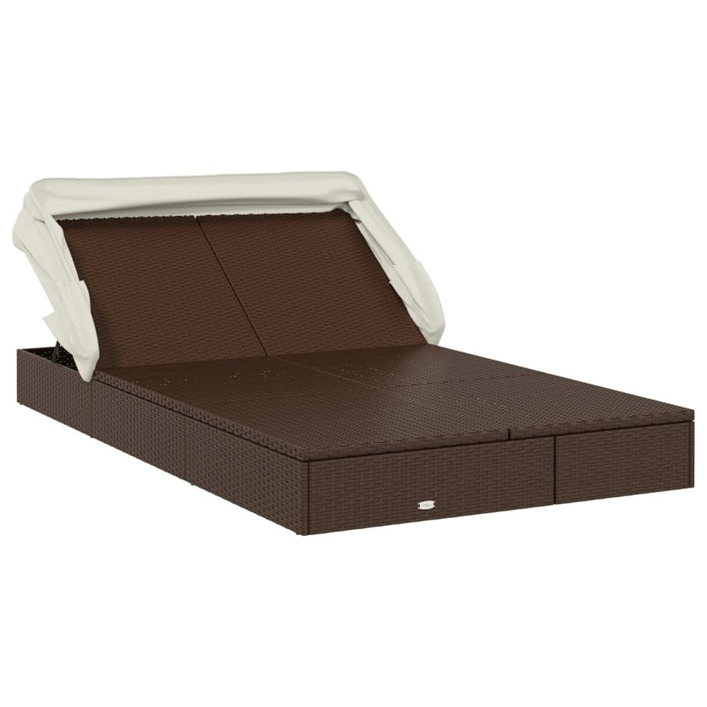 VIDAXL Transat 2 Places Avec Toit Pliable Marron 213x118x97 Cm