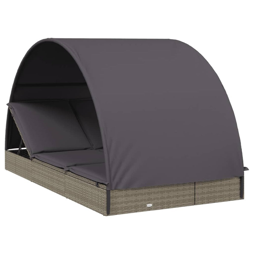 VIDAXL Transat 2 Places Avec Toit Rond Gris 211x112x140 Cm