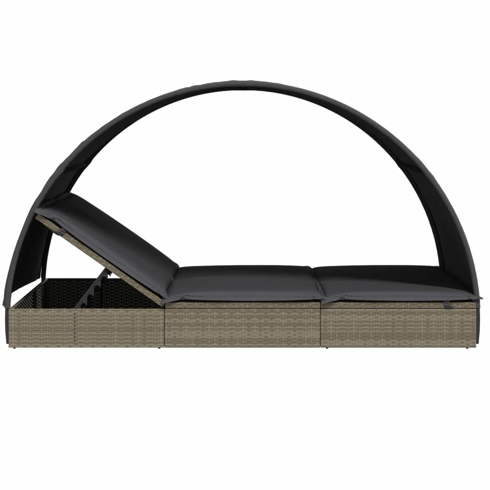 VIDAXL Transat 2 Places Avec Toit Rond Gris 211x112x140 Cm
