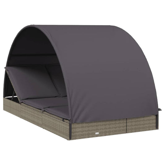 VIDAXL Transat 2 Places Avec Toit Rond Gris 211x112x140 Cm