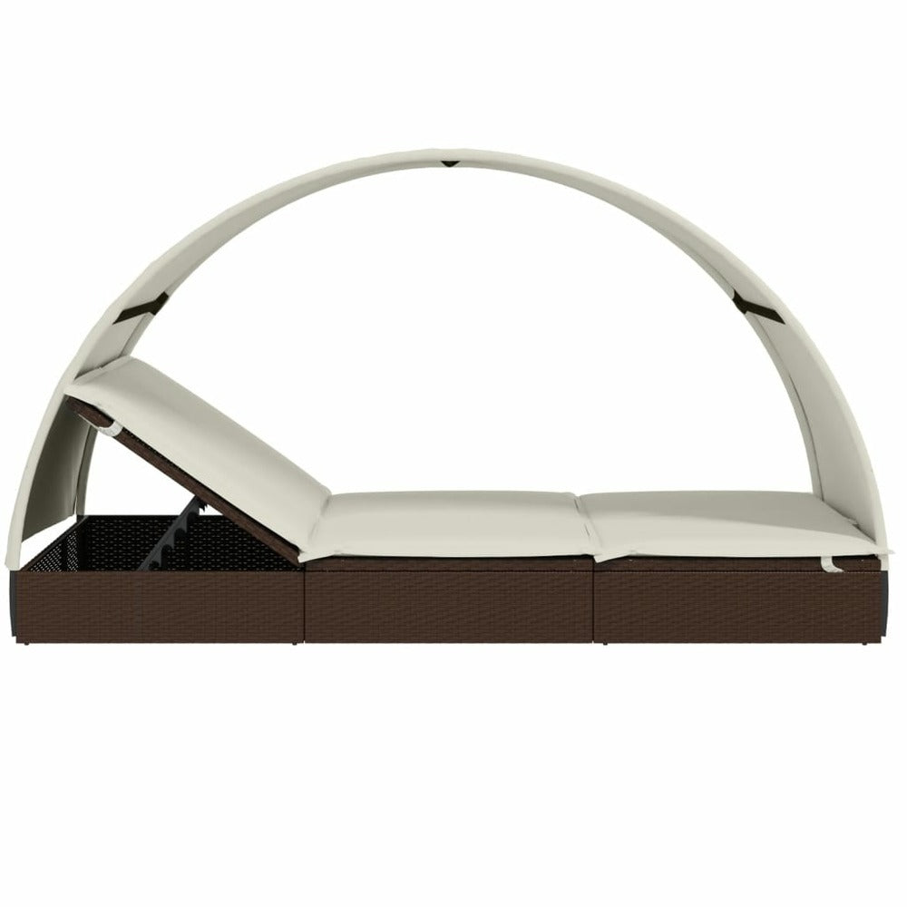 VIDAXL Transat 2 Places Avec Toit Rond Marron 211x112x140 Cm