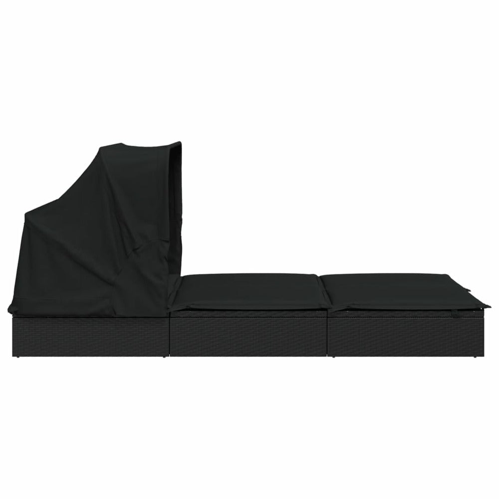 VIDAXL Transat 2 Places Avec Toit Pliable Noir 213x118x97 Cm
