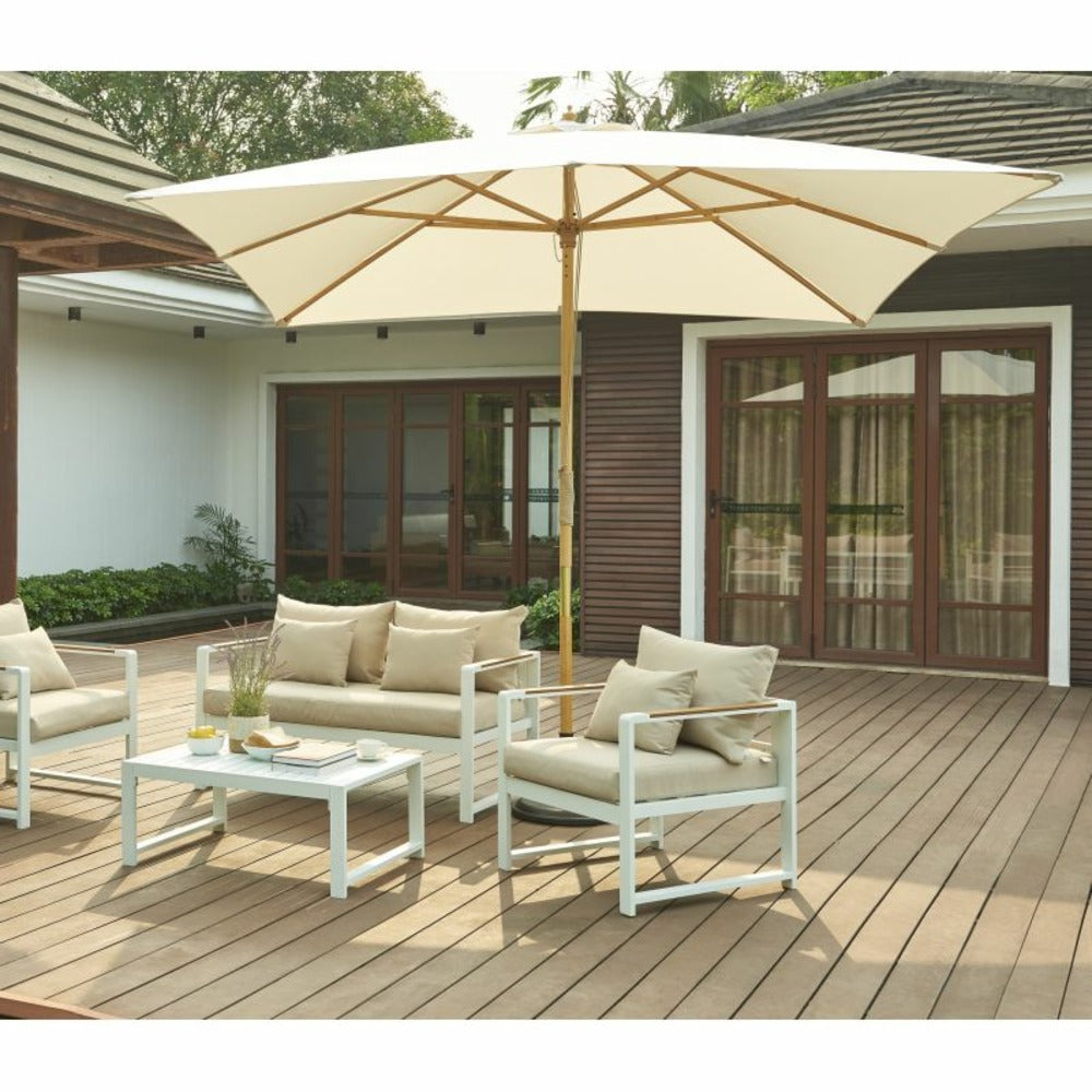  Parasol Droit Moana En Bambou Contreplaqué Et Tissu Beige Clair