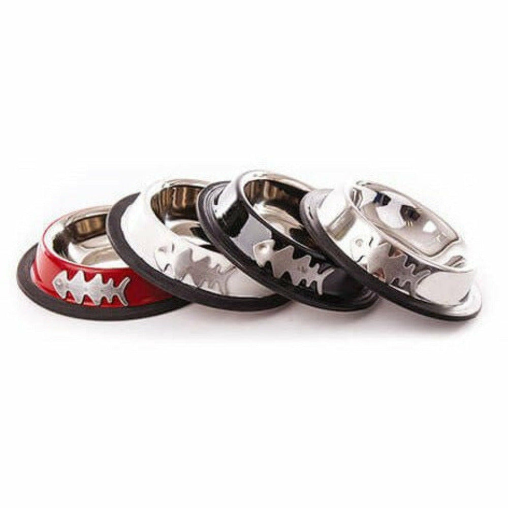 MARTIN SELLIER Lot De 4 Gamelle En Inox Pour Chats Et Chiens Avec Motifs Poisson