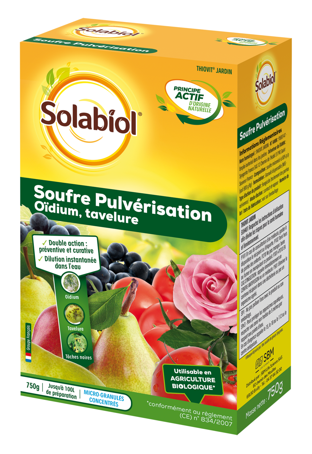 Solabiol Sopul750 | Souffre Pulvérisation | 750g | Jusqu' A 100l De Solution |