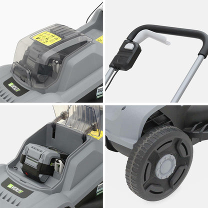  Voltr - Tondeuse à Gazon Sans Fil 30cm Batterie 20v Lithium 4ah Et Chargeur + Débroussailleuse Sans Fil ø25cm Avec Batterie Lithium