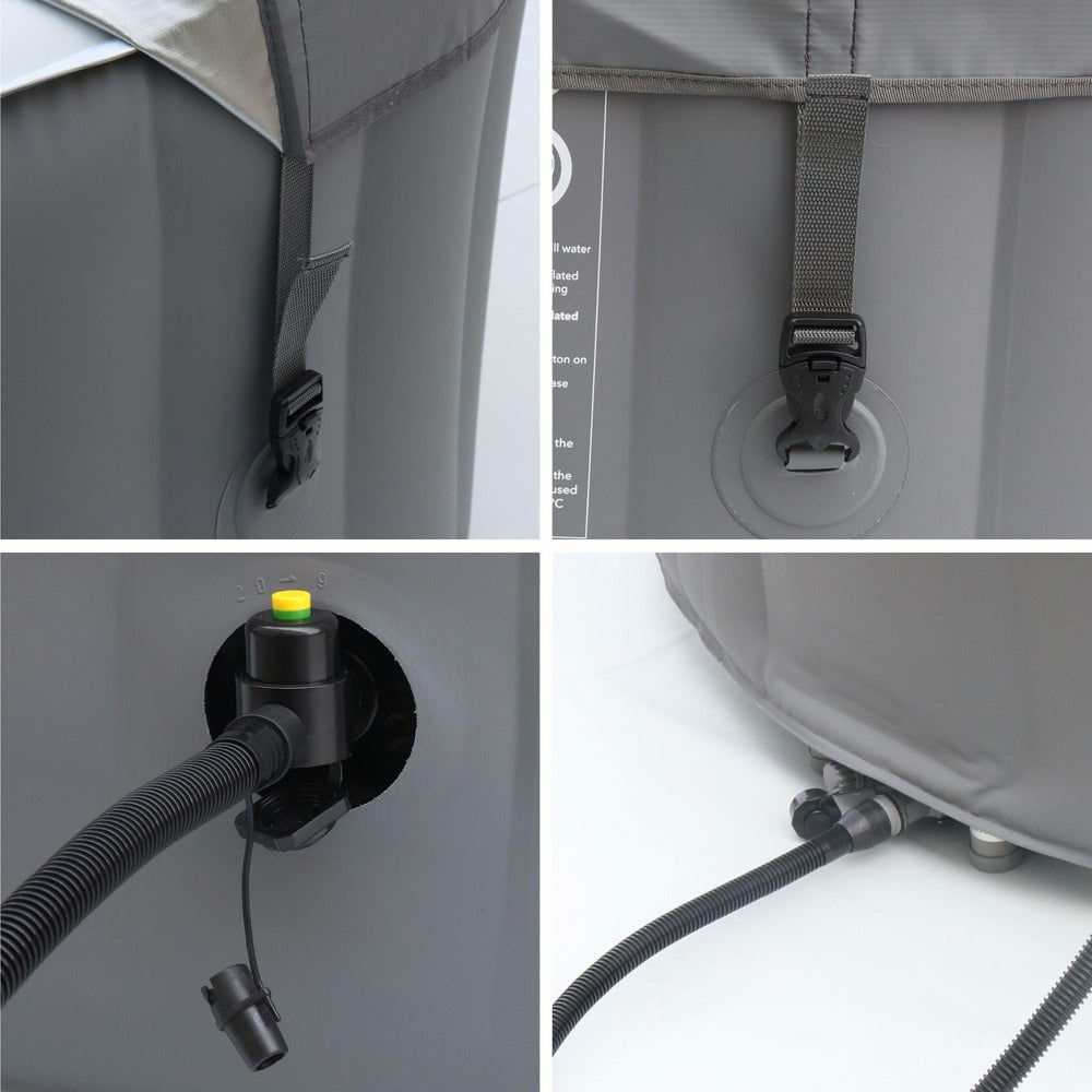  Spa Mspa Gonflable Rond – Kili 6 Gris 6 Places - Système Anti-gel + Bâche. 180 Cm. Pompe. Chauffage. Gonfleur. Filtre