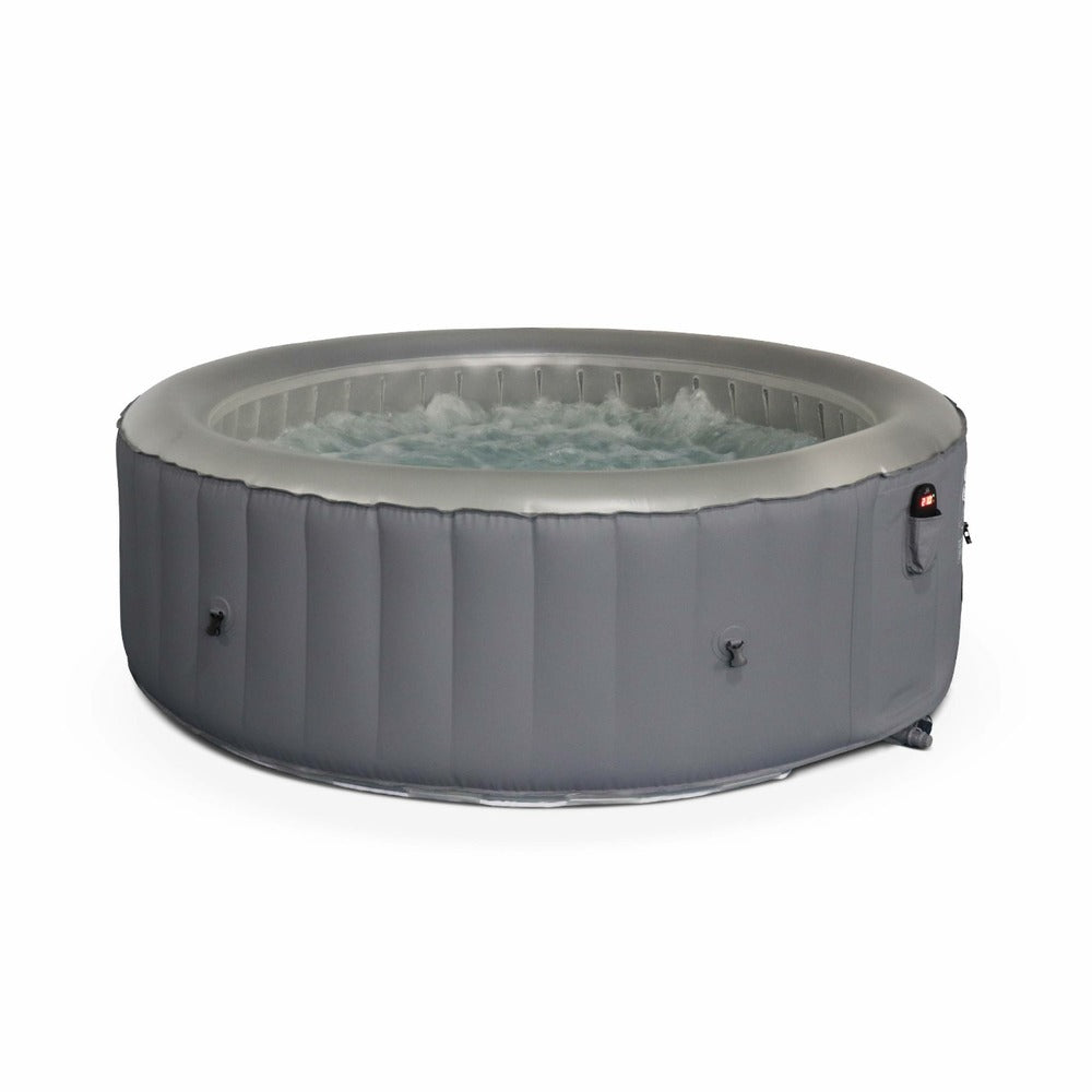  Spa Mspa Gonflable Rond – Glow 6 Gris - Spa Gonflable 6 Personnes Rond Avec Bande Led Intérieure. Système Anti-gel. Désinfection