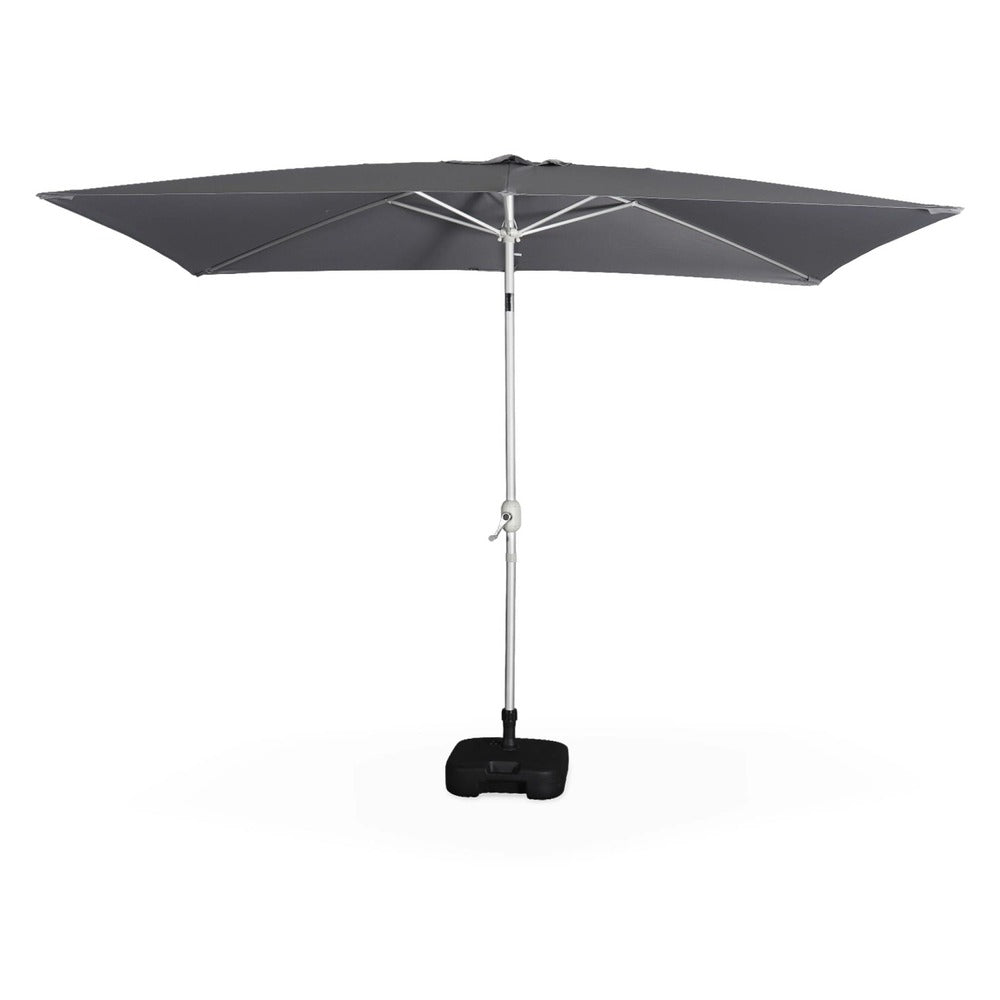  Parasol Wissant. 2x3m. Couleur Gris. Mât Central. Aluminium Anodisé Orientable. Manivelle D'ouverture