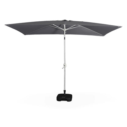  Parasol Wissant. 2x3m. Couleur Gris. Mât Central. Aluminium Anodisé Orientable. Manivelle D'ouverture