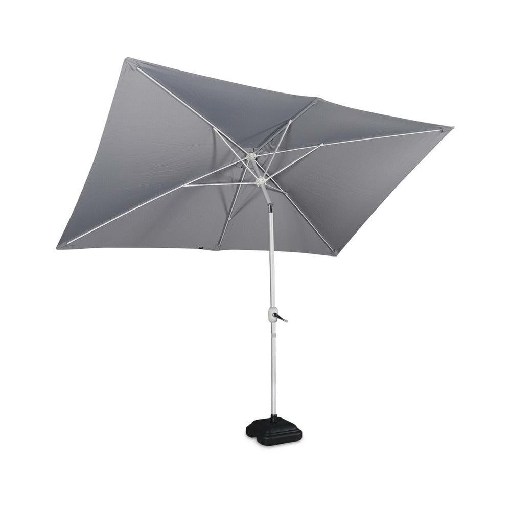  Parasol Wissant. 2x3m. Couleur Gris. Mât Central. Aluminium Anodisé Orientable. Manivelle D'ouverture